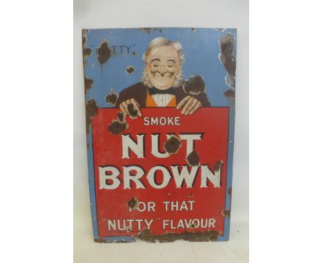 A Nut Brown tobacco pictorial enamel sign, 20 x 30". 