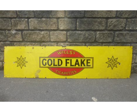 A Wills's Gold Flake Cigarettes rectangular enamel sign, 72 x 18".