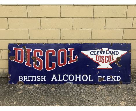 A Cleveland Discol British Alcohol Blend rectangular enamel sign by Bruton of Palmers Green, 72 x 24".