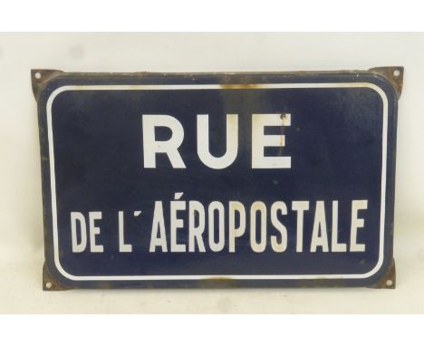A French enamel street sign 'Rue De L'Aeropostale' 16 x 9 3/4".