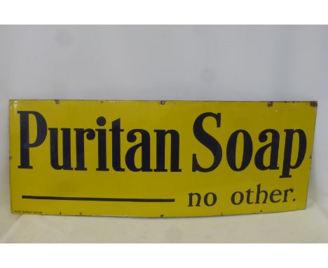 A Puritan Soap - No Other, rectangular enamel sign by Patent Enamel Co., with excellent gloss, 48 x 18".