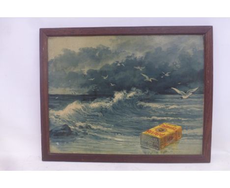 A Colman's Mustard 'seascape' showcard in original frame, 25 x 19 3/4".