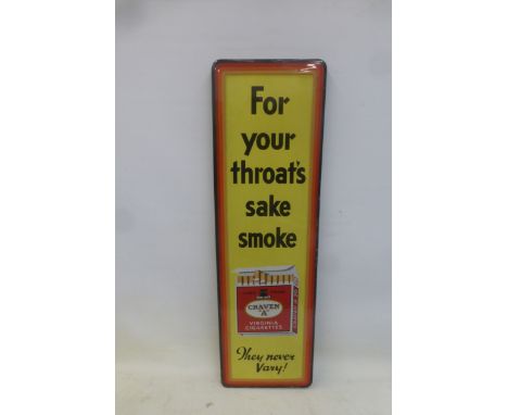 A Craven A Virginia Cigarettes part pictorial enamel sign, with excellent gloss, 11 1/4 x 37 1/2". 