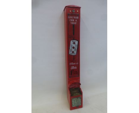 A rare Cheer-i-o Blade vending machine, with an excellent enamel front, 4 x 29", made by the Wafer Razor Co. Ltd, Sheffield.