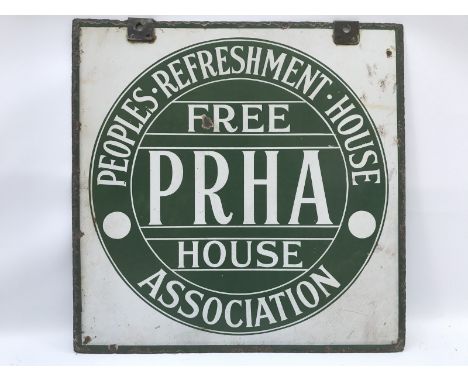 An unusual double sided enamel sign advertising 'People's Refreshment House Association', 20 x 20".