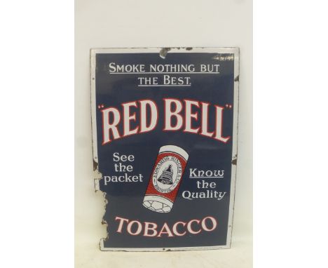 A rare Edwards Ringer & Co. of Bristol 'Red Bell' Tobacco part pictorial enamel sign, 20 x 30". 