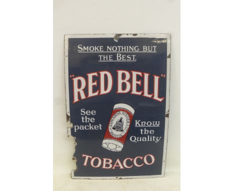 A rare Edwards Ringer & Co. of Bristol 'Red Bell' Tobacco part pictorial enamel sign, 20 x 30". 