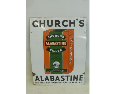 A reproduction Church's Alabastine pictorial packet enamel sign, 15 x 20".