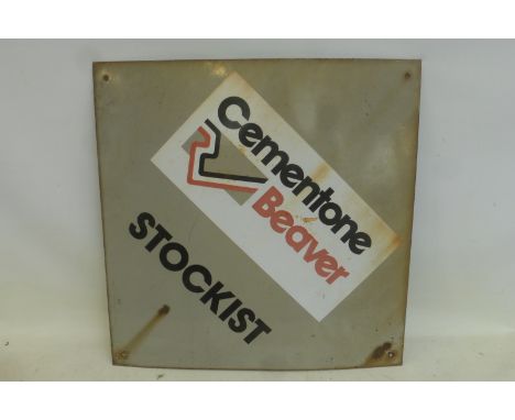 A Cementone Beaver Stockist lozenge shaped enamel sign, 33 3/4 x 33 3/4". 