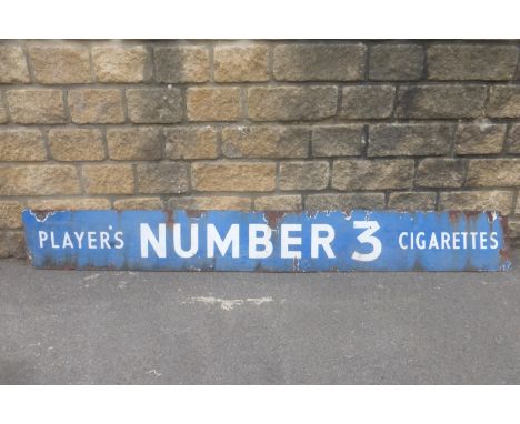 A Player's Number 3 Cigarettes rectangular enamel sign, 88 x 11".