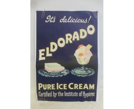 An Eldorado Pure Ice Cream pictorial poster, 19 3/4 x 29 3/4".
