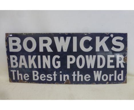 A Borwick's Baking Powder rectangular enamel sign, 36 x 15".