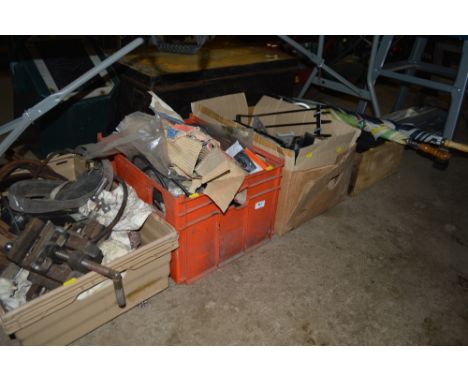 Four boxes of various sundry items and tools 