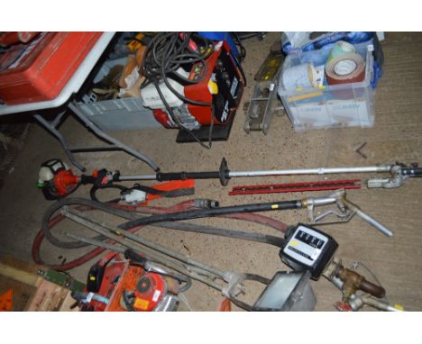 A long reach hedge cutter with chainsaw attachment