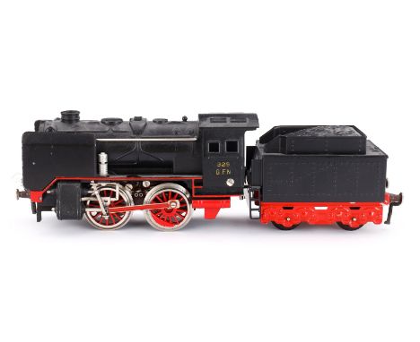 Fleischmann B-Dampflok 325, Spur 0, elektr., schwarz, mit Tender und 2 el. bel. Stirnlampen, LS, Z 3