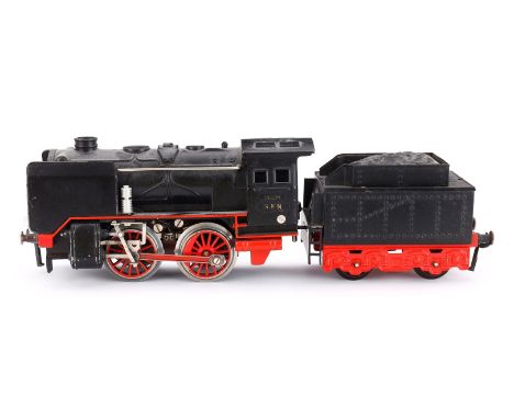 Fleischmann B-Dampflok 325, Spur 0, elektr., schwarz, mit Tender und 2 el. bel. Stirnlampen, LS, Z 3