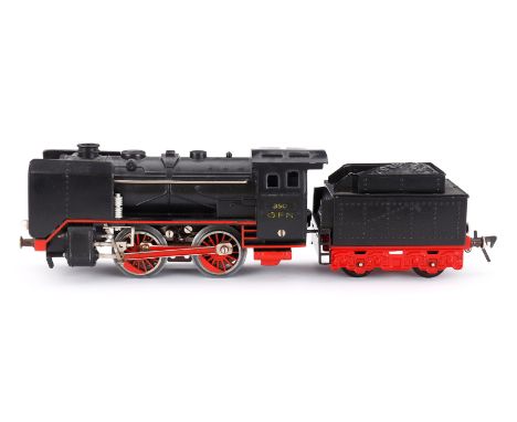 Fleischmann B-Dampflok 350, Spur 0, elektr., schwarz, mit Tender und 2 el. bel. Stirnlampen, LS, Z 3