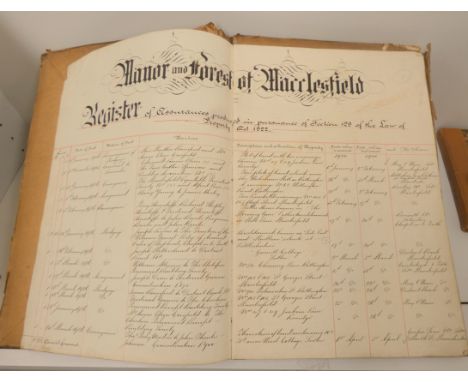 Manor &amp; Forest of Macclesfield.&nbsp;&nbsp;Compensation Agreements. Bound folio vol. with fine copperplate manuscript tex