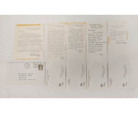 WAINWRIGHT ALFRED.&nbsp;&nbsp;4 Animal Rescue Notecards each with a letter (one in green manuscript, the others signed or ini