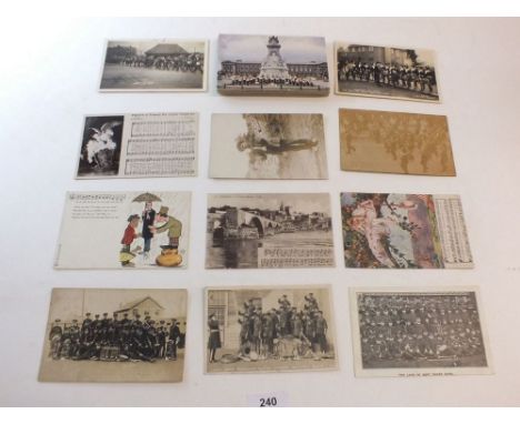 Postcards: music related cards including Lads of Kent Brass Band, Nursery Rhyme, RFA Military Band, Elvis Presley etc, (45)