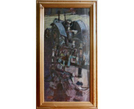 Nick Lyons - oil on board tractor scene 'Blackstone Digger' signed and dated '95 - 75 x 37cm