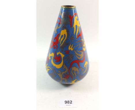 A Chinese cloisonne vase with stylized decoration, 17.5cm tall