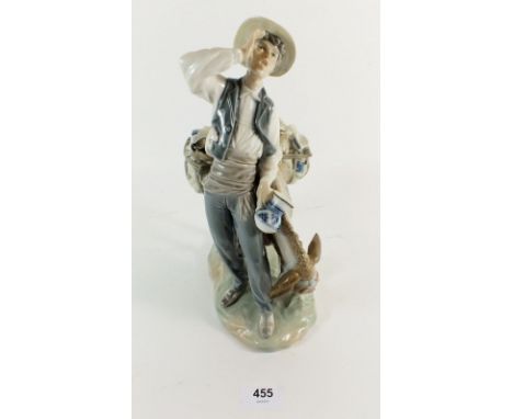 A Lladro figure of a man and donkey, 26cm high 