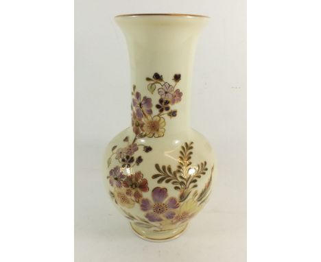 A Zsolnay pottery vase with floral decoration, 26.5cm high 