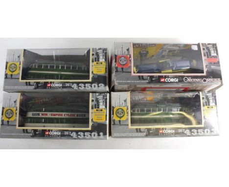 Four Corgi Classic trams, boxed 