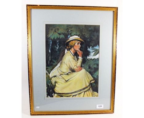 A pastel portrait of a lady in yellow dress, 37 x 27cm 