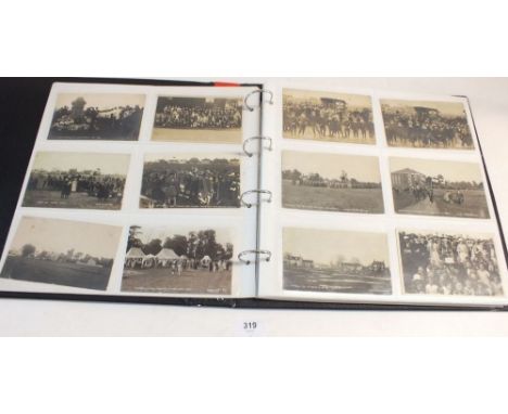 Postcards: postcard album featuring Gt Bentley (Essex) including railway station, post office, mill, 1915 school sports day, 