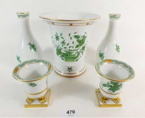 A pair of Herend vases and Herend urns, plus a Herend (unmarked) planter 