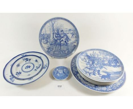 A group of Spode blue and white plates etc