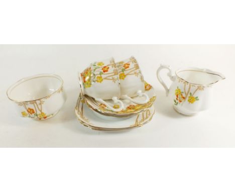 A Royal Albert 'Dell' 1930's tea service comprising 6 cups and saucers, milk and sugar jug and 6 tea plates. 