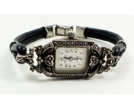 A Rotary silver and marcasite cocktail watch 