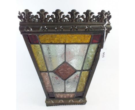 A Victorian stained glass hall lantern - needs repair