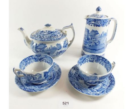 A collection of Copeland Spode comprising: teapot, covered jug, cake plate, sandwich plate, five circular tea plates, five sq