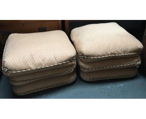 A pair of contemporary pouffes, each with single removable cushion, on four casters, approx. 68x68x40cmH 
