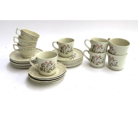 A Royal Doulton Lambethware 'Bredon Hill' part tea set; together with 'Somerset' pattern saucers, 25 pieces 