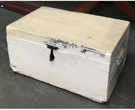 A vintage pine blanket box, with candle box and key, loop handles, 110x64x49cmH 
