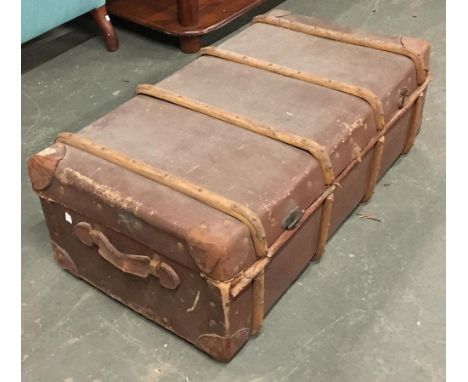 A wood banded travel trunk (af) 