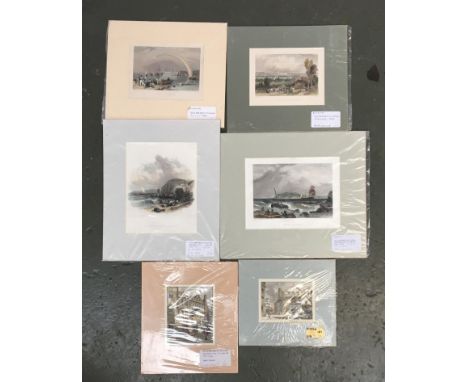 South West interest, a collection of 19 19th century prints in mounts, to include 'Old Houses in the Cathedral Close, Exeter'