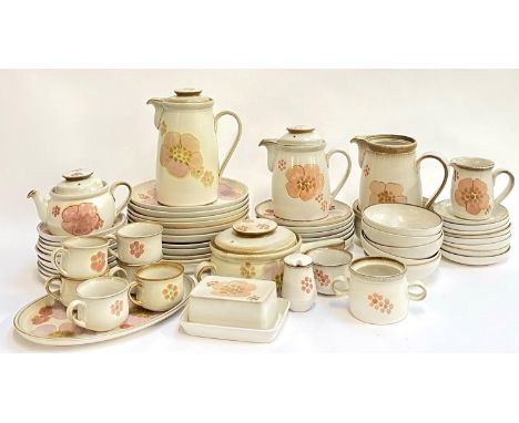 A large collection of approx. 55 Denby 'Gypsy' pattern dinnerware, to include dinner plates (8), medium plates (7), side plat