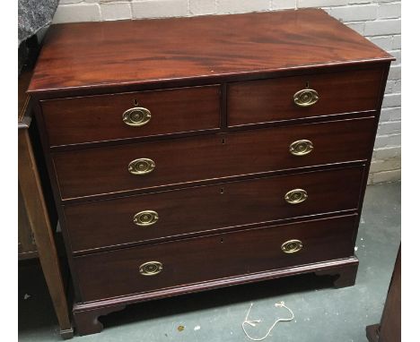 A 19th century mahogany chest of two short over three long drawers, on bracket feet, 109x54x101cmH 