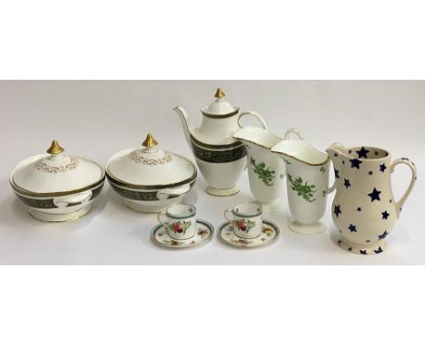 A mixed lot of ceramics to include Royal Doulton 'Vanborough' tureens and coffee pot; Emma Bridgewater jug; Cauldon jugs; Cop