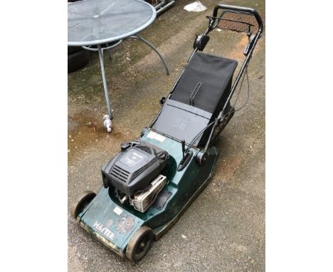 A Hayter lawnmower, with Harrier 48 petrol engine 