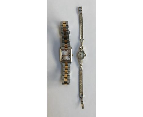 Vintage silver Bulova ladies cocktail watch together with a Lorus watch with stainless steel bracelet 