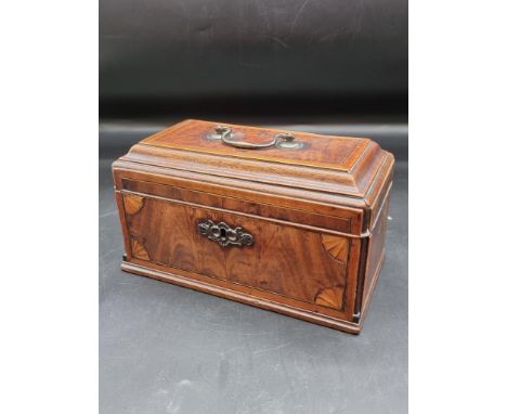 A George III mahogany and inlaid tea caddy, 26.5cm wide. 