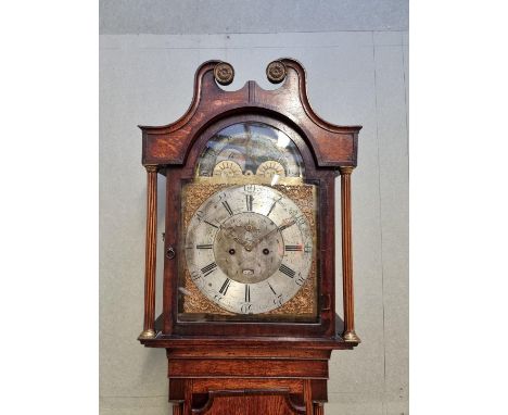 A George III oak and mahogany eight day longcase clock, the 13in moon phase arch dial inscribed 'E Courter, Ruthin', height i