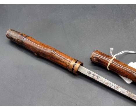 An antique French blackthorn swordstick, the blade inscribed 'Coulaux &amp; Cie'.